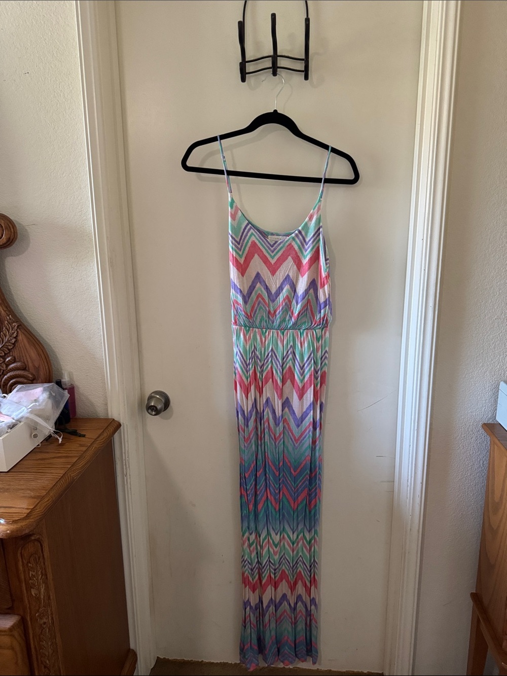 Lush Multicolor Chevron Spaghetti-Strap Maxi Dress